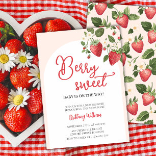 Berry Sweet Strawberry Pink Baby Shower Invitation