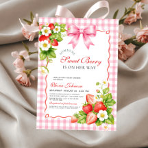 Berry Sweet Strawberry Pink Gingham Baby Shower