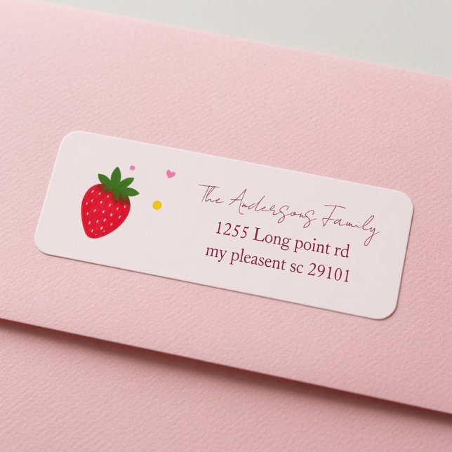 Berry Sweet Strawberry Pink Return Address Label (Creator Uploaded)