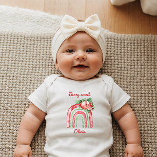 Berry Sweet Strawberry Rainbow Newborn Baby Bodysuit
