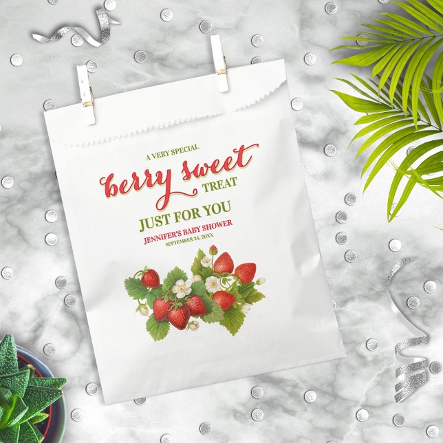 Berry Sweet Strawberry Theme Baby Shower Favour Bag (Creator Uploaded)