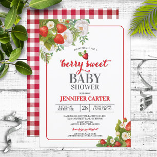 Berry Sweet Strawberry Theme Baby Shower Invitation