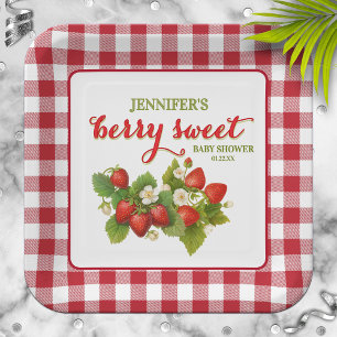 Berry Sweet Strawberry Theme Baby Shower Paper Plate