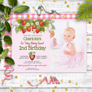 Berry Sweet Strawberry Theme Girl's Birthday Invitation