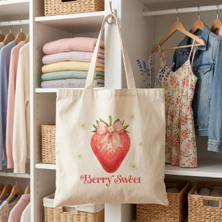 Berry Sweet Strawberry Tote Bag | Cute Watercolor 