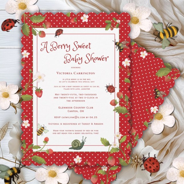 Berry Sweet Strawberry Watercolor Baby Shower Invitation (Creator Uploaded)