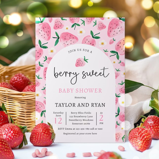 Berry Sweet Summer Strawberry Baby Shower Invitation (Creator Uploaded)