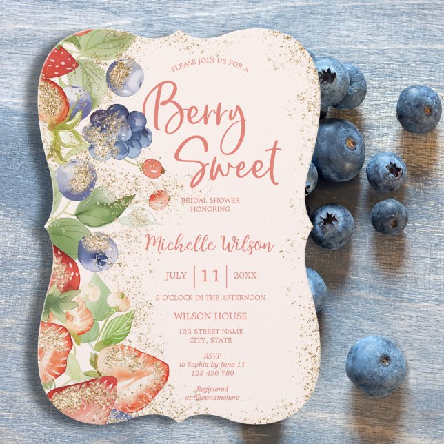 Berry Sweet Summer Wild Berries & Flowers Bridal  Invitation (Creator Uploaded)