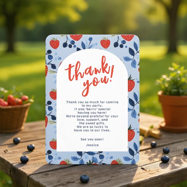 Berry Sweet thank you card (This adorable design is bursting with charm, perfect for a spring and summer celebration!)