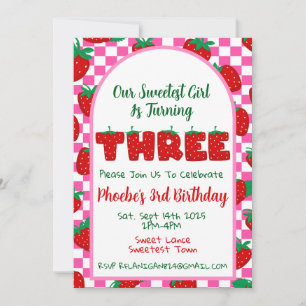 Berry Sweet Third Birthday Party Invitation