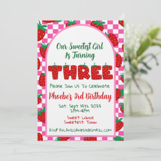Berry Sweet Third Birthday Party Invitation