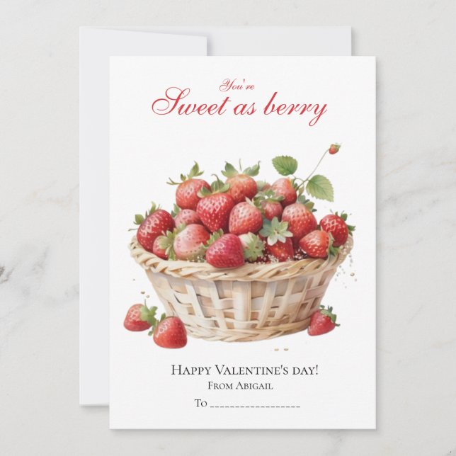 Berry Sweet Valentine's day  Holiday Card (Front)
