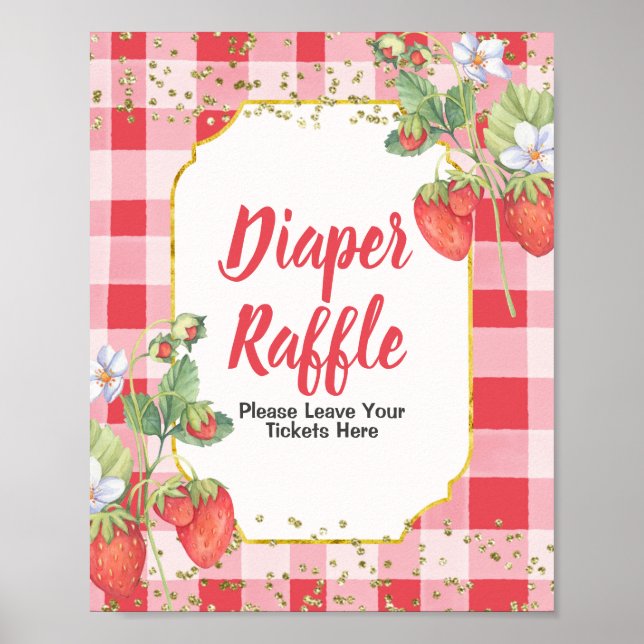Berry Sweet watercolor Diaper Raffle Poster (Front)
