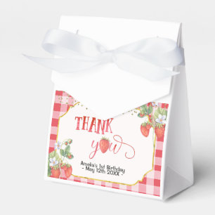 Berry Sweet Watercolor Strawberry 1st Birthday Favour Box