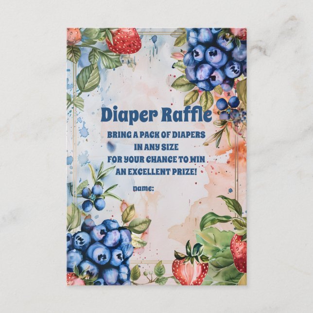 Berry Sweet  Wild Berries & Flowers  Diaper Raffle Enclosure Card (Front)