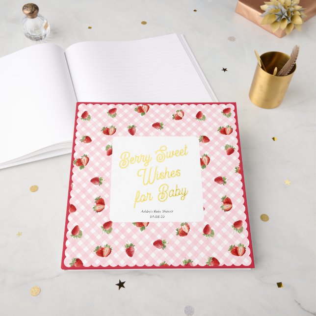 Berry Sweet Wishes for Baby-Baby Shower Guest Book (Front Open)