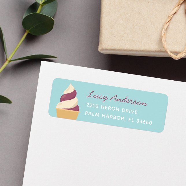 Berry Swirl Ice Cream Return Address Label (Creator Uploaded)
