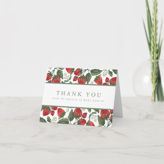 Berry Theme Baby Shower Thank You Card (Front)