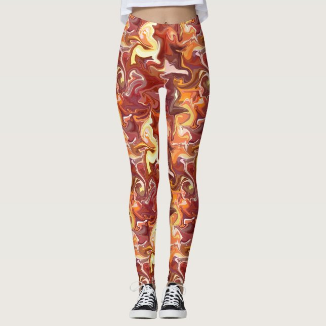 Berry Tones Marble Patterns Leggings (Front)