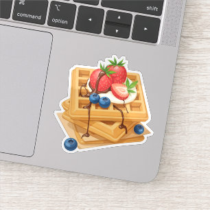 Berry-Topped Waffles with Chocolate Drizzle 