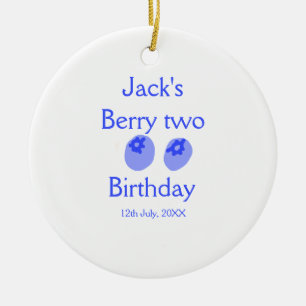 Berry two birthday blue berry add name date kids r ceramic ornament