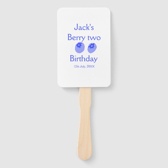 Berry two birthday blue berry add name date kids r hand fan (Front)