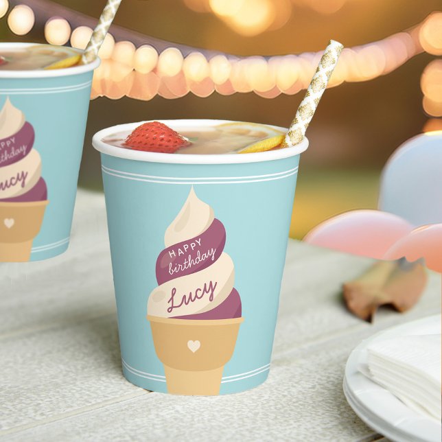 Berry Vanilla Swirl Ice Cream Kids Birthday Party Paper Cups (Creator Uploaded)
