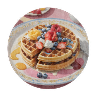 Berry Waffle Breakfast Plate Cutting Board