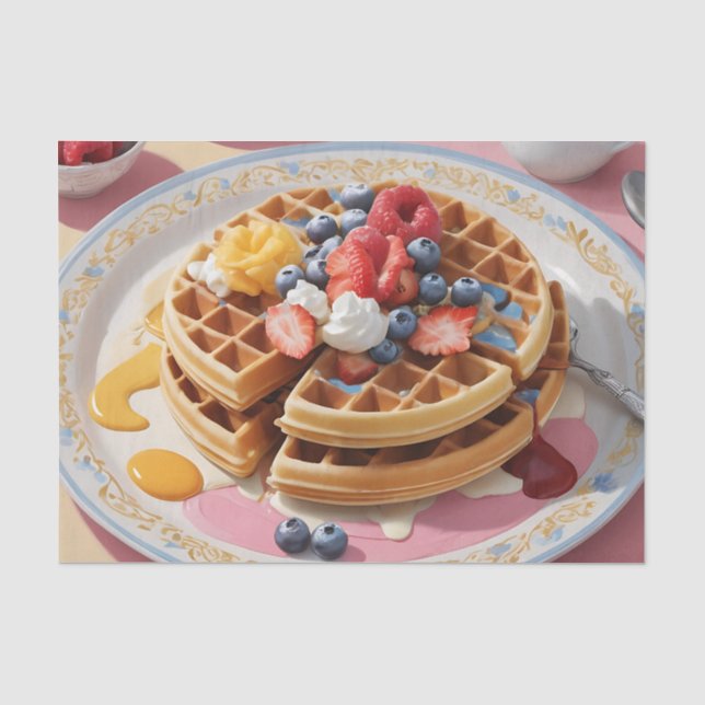 Berry Waffle Breakfast Plate Tissue Paper (Front)