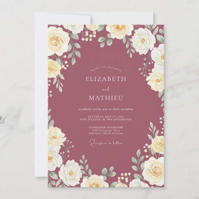 Berry Watercolor Wedding Invitation (Front)
