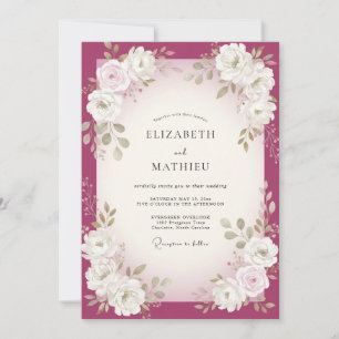 Berry White Foliage Wedding Invitation