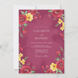 Berry Wildflower Wedding Invitation