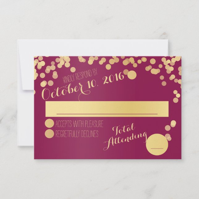 Berry Wine and Gold RSVP (Front)