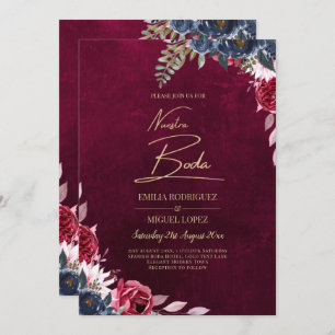 Berry Wine Floral Wedding  Invitation