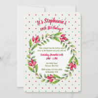 Berry Wreath and Polka Dots Invitation