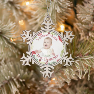 Berry Wreath Baby's First Christmas Ornament