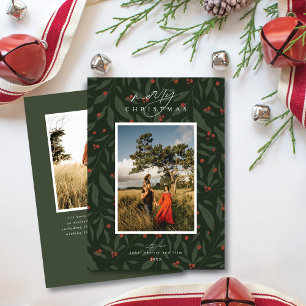 Berryful Botanical Pattern Christmas Photo Card