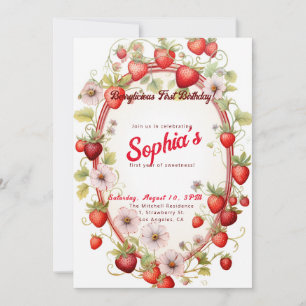 Berrylicious First Birthday! 1st Anniversary Party Invitation