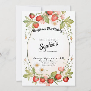 Berrylicious First Birthday! 1st Anniversary Party Invitation