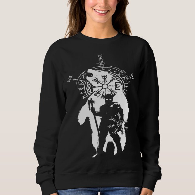 Berserk Bear Warrior Odin Runes Norse Compass Viki Sweatshirt (Front)