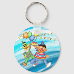 Bert and Ernie Birthday Balloons Key Ring