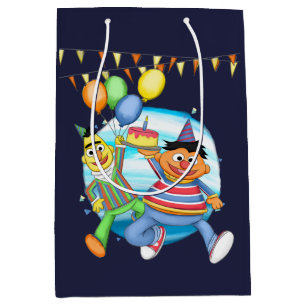 Bert and Ernie Birthday Balloons Medium Gift Bag