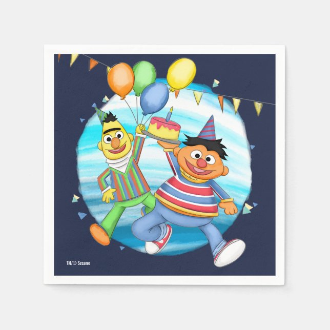 Bert and Ernie Birthday Balloons Napkin (Front)