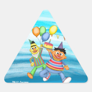 Bert and Ernie Birthday Balloons Triangle Sticker