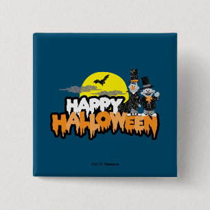 Bert and Ernie   Happy Halloween 15 Cm Square Badge