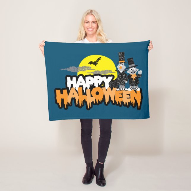 Bert and Ernie | Happy Halloween Fleece Blanket (In Situ)