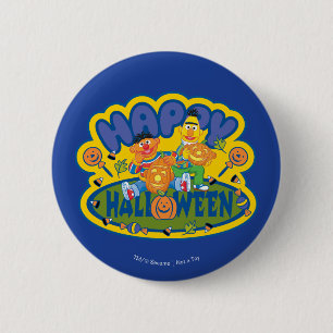 Bert & Ernie   Happy Halloween 6 Cm Round Badge