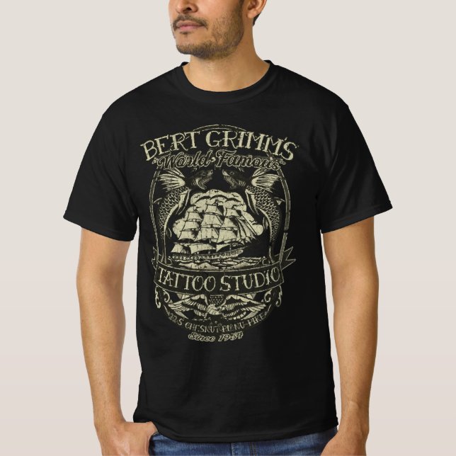 Bert Grimm World Famous Tattoo Studio 1954  T-Shirt (Front)