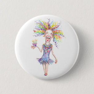 Bertha the Birthday Broad Buttons! 6 Cm Round Badge