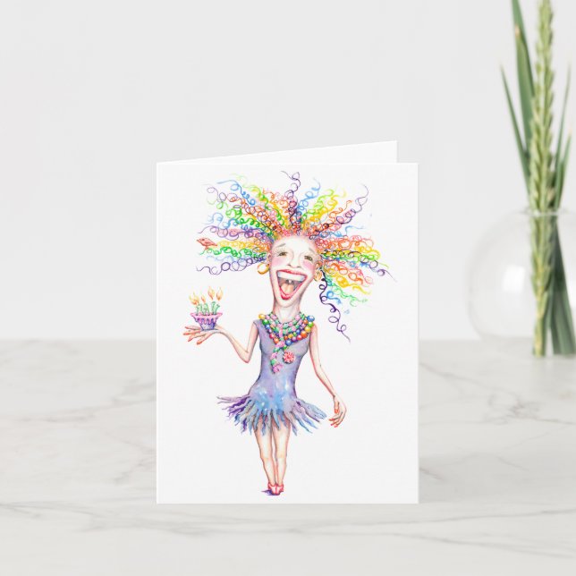 Bertha the Birthday Broad - Note Card - 4" x 5.6" (Front)